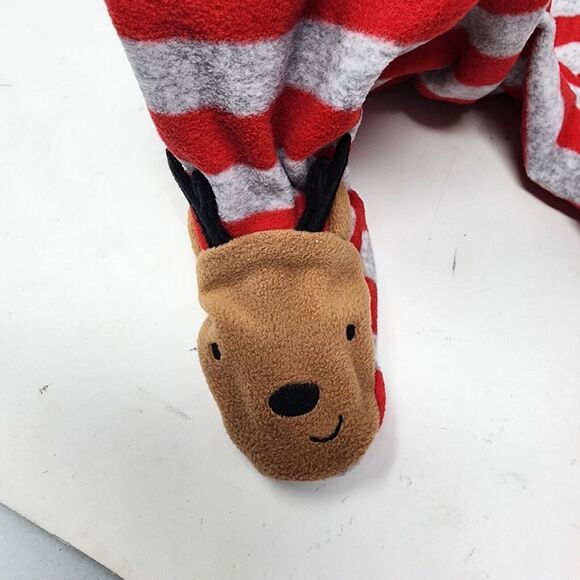 Carter's Just One You 9 Month Unisex Reindeer Striped Fleece Footed Pajama New - Picture 3 of 11